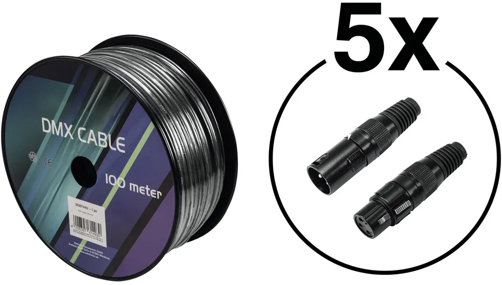 EUROLITE Set DMX Kabel 2x0,22 100m sw + 10 Verbinder - Nicht verpassen