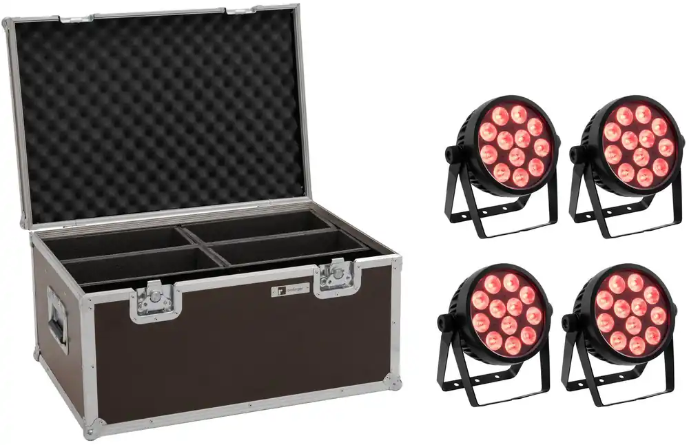 Nur diese Woche | EUROLITE Set 4x LED 7C-12 Silent Slim Spot + Case