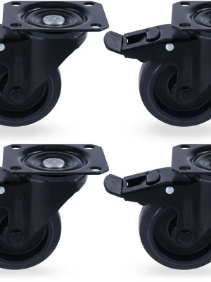 Riggatec Lenkrollensatz 100mm BLACK WHEEL 4x mit Bremse | Bestpreis
