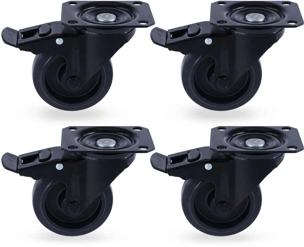 Riggatec Lenkrollensatz 100mm BLACK WHEEL 4x mit Bremse | Bestpreis