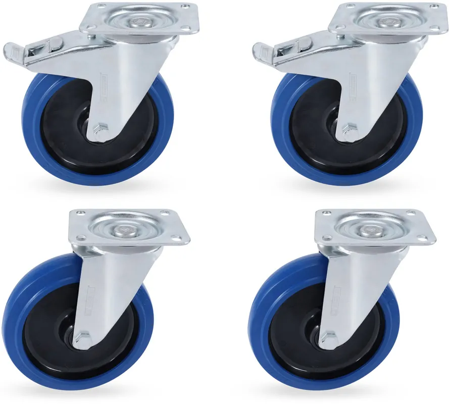 Riggatec Lenkrollensatz 200mm BLUE WHEEL 2x mit Bremse, 2x ohne Bremse - Preishit