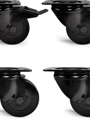 Online bestellen | Riggatec Lenkrollen 100mm BLACK WHEEL Schwerlast 2x mit/ 2x ohne Bremse