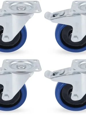 Riggatec Lenkrollensatz 160mm BLUE WHEEL 4x mit Bremse | Neuheit