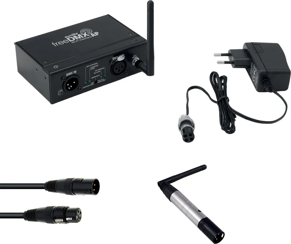 Begrenzte Stückzahl | EUROLITE Set freeDMX AP Wi-Fi Interface + QuickDMX Funksender + DMX Kabel