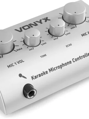 Qualitätsprodukt | Skytronic AV430 Karaoke-Mikrofonsteuerung Silber