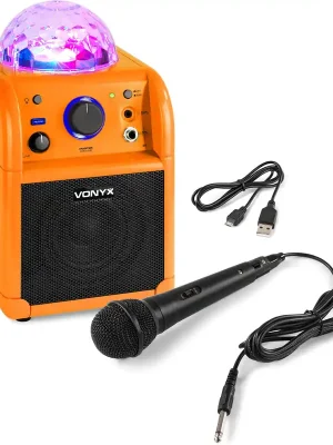 Sehr gut bewertet | Vonyx SBS50L BT Karaoke Lautsprecher LED Ball Orange