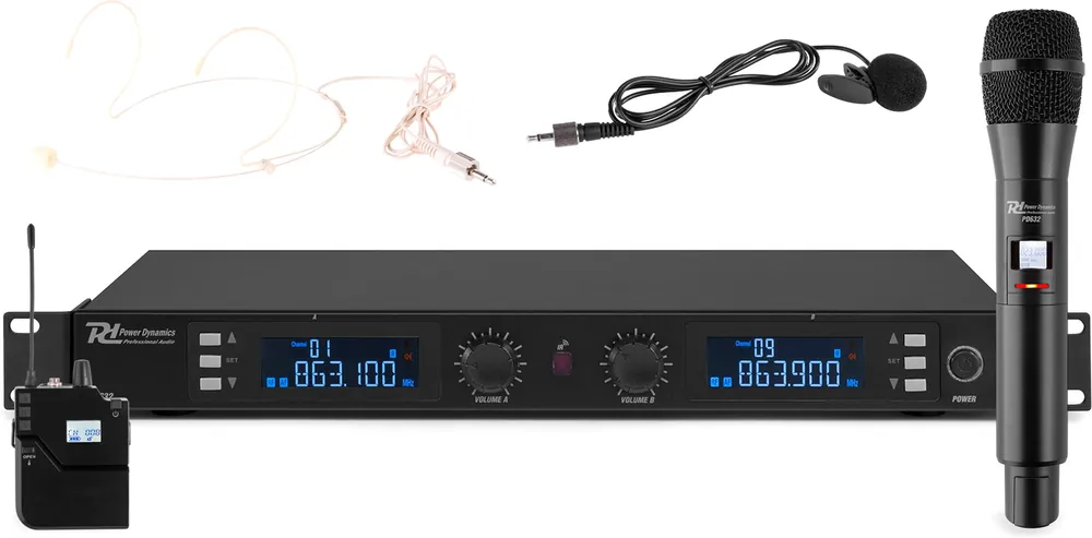 Power Dynamics PD632C 2x 20-Kanal-Digital-UHF-Drahtlos-Mikrofonsystem-Kombi - Wochenendangebot
