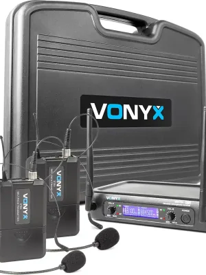 Vonyx WM73H 2-Kanal UHF Drahtlos-Mikrofonsystem mit 2x Bodypacks und Display | Geprüfte Qualität