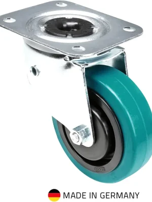 Tente 37037 - Lenkrolle 100 mm mit petrolfarbigem Rad und Richtungsselbststeller - Profi-Qualität