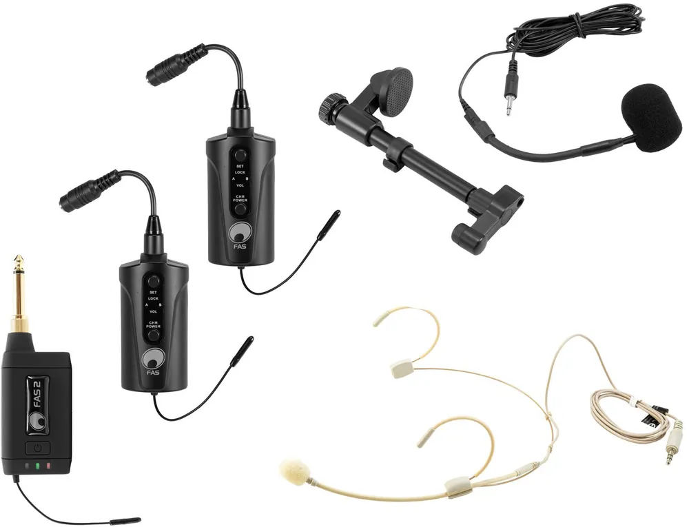 Schnäppchen - OMNITRONIC Set FAS TWO + 2x BP + Headset + Akustikgitarren-Mikrofon 660-690MHz