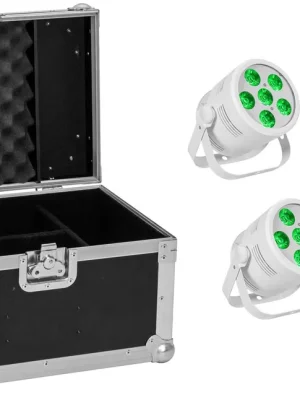 EUROLITE Set 4x LED Silent PAR 6 QCL Floor ws + Case - Zeitlich begrenzt