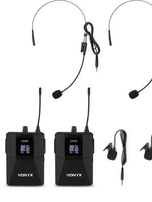 Mega-Angebot | Vonyx WM552B Doppeltes drahtloses Taschensendermikrofon Plug-and-Play-Set UHF