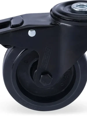 Riggatec Lenkrolle mit Bremse und runder Montageplatte 100mm BLACK WHEEL | Nur für kurze Zeit