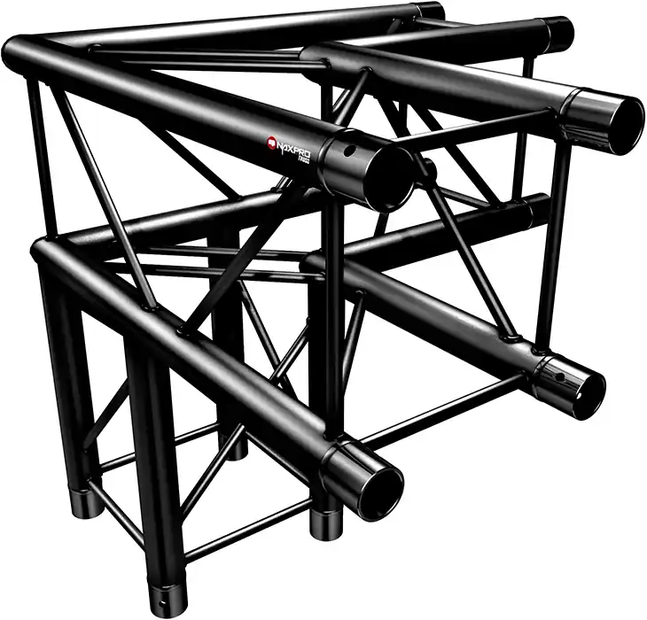Direkt bestellen | Naxpro-Truss FD 24 C30 90° 3 Weg Winkel RAL9005 - Schwarz - Seidenmatt -B-Stock-