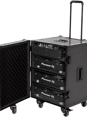 Top-Qualität | UDG Ultimate Flight Case 4 CDJ/ Mixer Schwarz Plus (Trolley & Spinner Wheels)