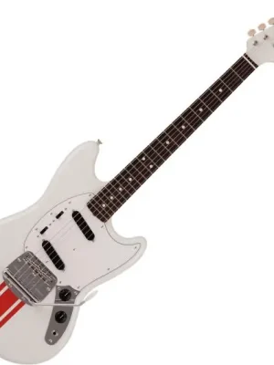 Kundenliebling | Fender Made in Japan Traditional 60s Mustang - olympic white w/ red competition stripe