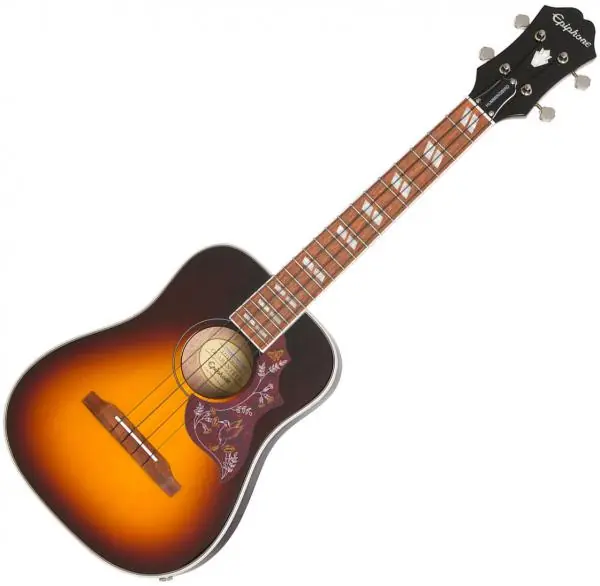 Hochwertig - Epiphone Hummingbird Tenor Acoustic/Electric Ukulele +Bag - tobacco sunburst