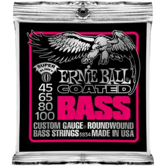 Einfache Rückgabe | Ernie ball Bass (4) 3834 Coated Super Slinky 45-100 - satz mit 4 saiten