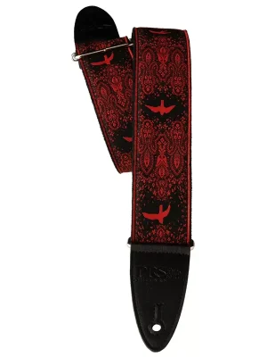 PRS 2" Guitar Strap Custom Jacquard Birds Fleur- Red | Heute bestellen
