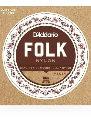 Neu - D’Addario EJ32 - Classical Folk Nylon, Ball End 028-045