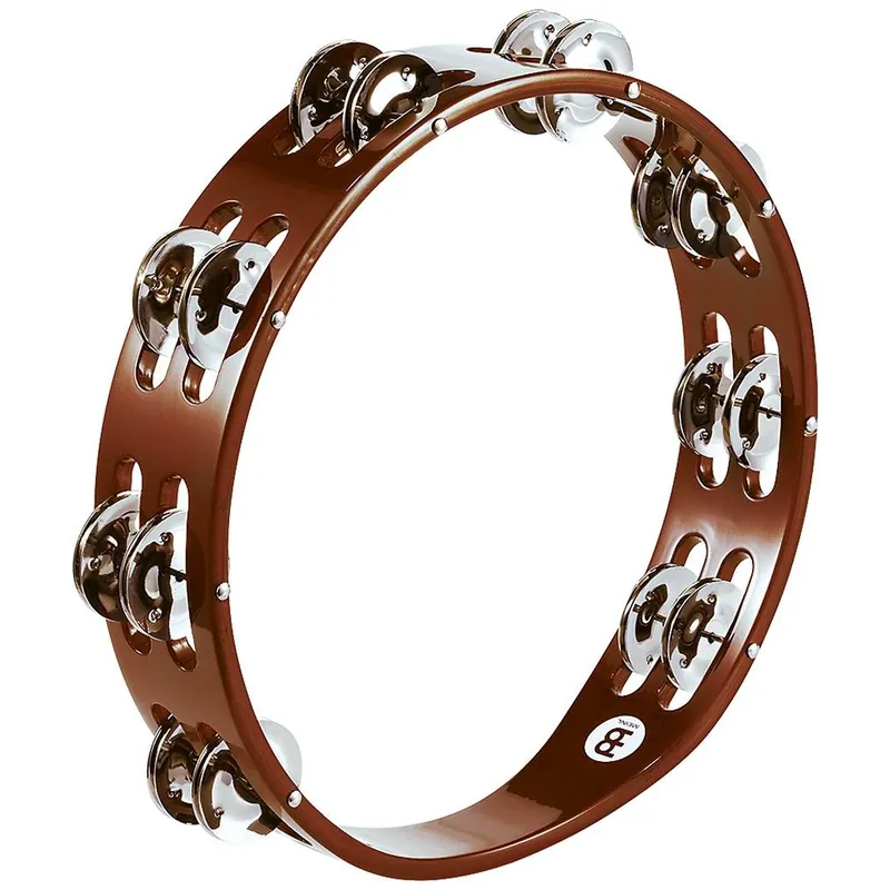 Preis gesenkt - Meinl Percussion TA2AB - 10" Traditional Wood Tambourine, Dual Row, Nickel Plated Steel Jingles