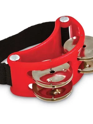 Hochwertig - Latin Percussion Foot Tambourin Red LP188 Steel Jingles