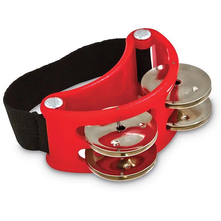 Hochwertig - Latin Percussion Foot Tambourin Red LP188 Steel Jingles