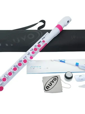 NUVO jFlute 2.0 Weiss-Pink Polymer Querflöte inkl. Tasche und Zubehör - Nur noch wenige