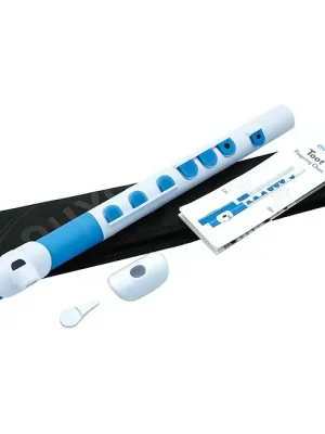 Beliebt - NUVO TooT 2.0 White-Blue Polymer Querpfeife inkl. Platte, Griffbild, Hülle
