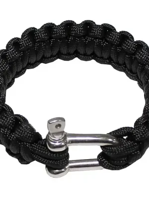 SURVIVAL Armband Paracord Metall 23mm black M Notfall-Ausrüstung | Premium