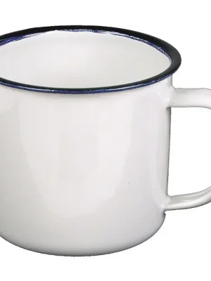 Neu verfügbar - SURVIVAL Emaille-Tasse weiß-schwarz 350ml 8cm Notfall-Ausrüstung