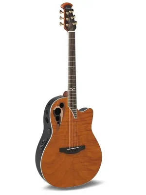 Zeitlich begrenzt | OVATION CDX40P-FM-G Celebrity Elite Dlx LTD B-Ware Deep Cut Roundback Elektro-Akustik, amber flamed
