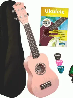 Werkspreis - CASCHA HH 3976 Multilingual Pink Sopran Ukulele inkl. Tasche, Plektren, Schule, Stimmgerät, pink