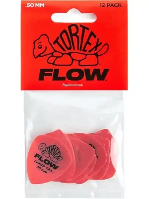 JIM DUNLOP 558P050 Tortex Flow 0,50mm Player Pack Plektrum, rot (12 Stück) - Schnelle Zustellung