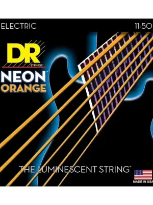 DR STRINGS NOE-11 Neon Orange Electric 011-050 Nickel Plated Steel. Saiten E-Gitarre | Neu