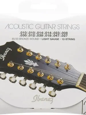 Sonderpreis - IBANEZ IACS12C Acoustic Light 12-Saiter 010-047 Coated 80/20 Bronze Saiten für Akustikgitarre
