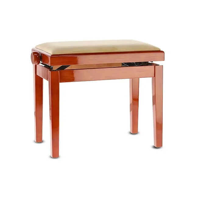 GEWA 130.090 Pianobank DeLuxe kirsch hochglanz Massivholz, Velours-Sitzfläche beige | Meistverkauft