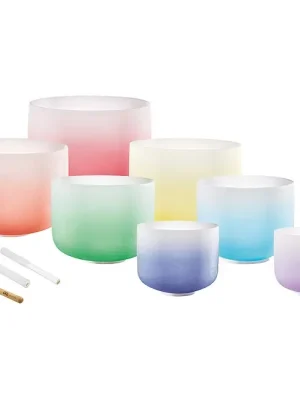MEINL CSBCSETCHA Sonic Energy Crystal Singing Bowl Kristallklangschalenset color-frosted, Chakra Set - Sonderangebot
