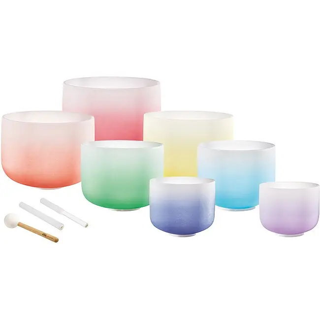 MEINL CSBCSETCHA Sonic Energy Crystal Singing Bowl Kristallklangschalenset color-frosted, Chakra Set - Sonderangebot