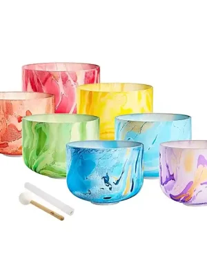 Endet bald - MEINL MCSBSETCHA Sonic Energy Marble Crystal Singing Bowl Chakra Set 7-tlg.