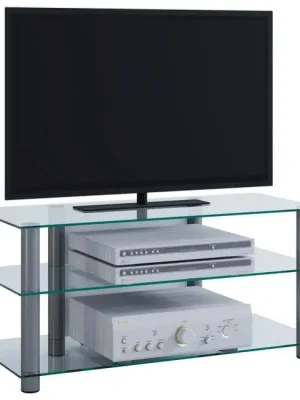 Bestpreis - VCM 14130 TV-Möbel Netasa, alu/klarglas