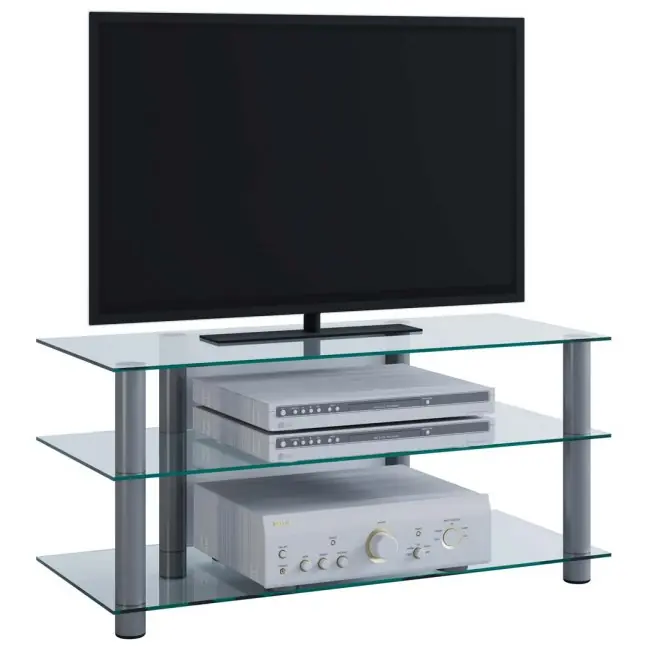 Bestpreis - VCM 14130 TV-Möbel Netasa, alu/klarglas