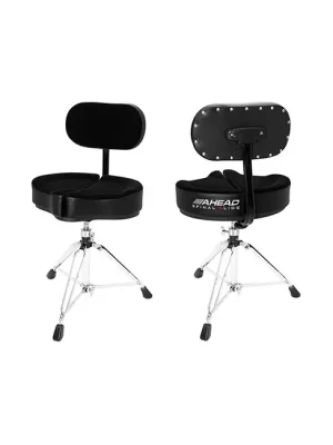 Meistverkauft - AHEAD SPG-BBR Black Spinal-G Drum Throne 3 Drumhocker mit Lehne, Sattel Veloursitz, schwarz