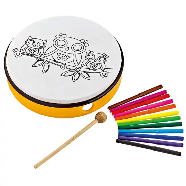 MEINL NINO5OW ABS Handtrommel 10Zoll (Eulen) inkl. Schlägel/Stifte, gelb /AL - Markenqualität