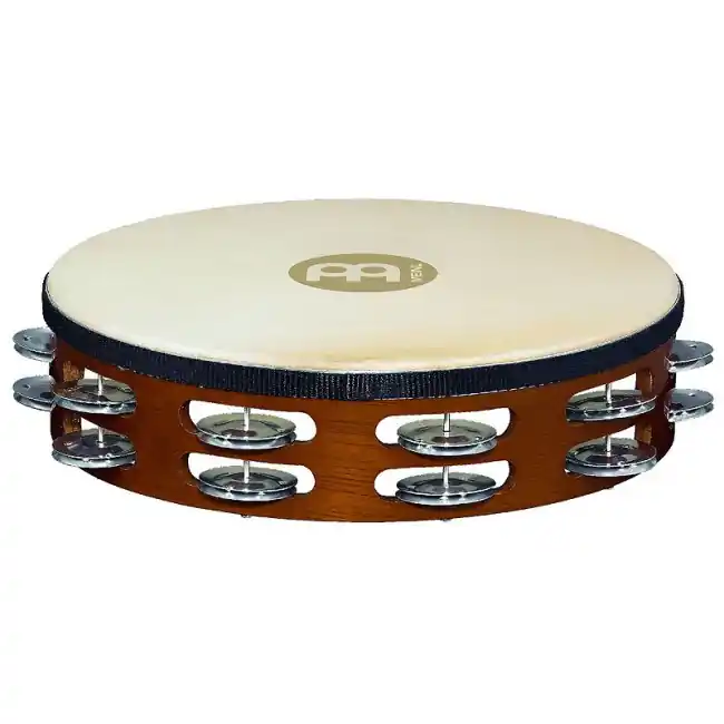 MEINL TAH2A-AB Headed Holz zweireihig Tambourin mit Aluminiumschellen, african brown | Preis gesenkt