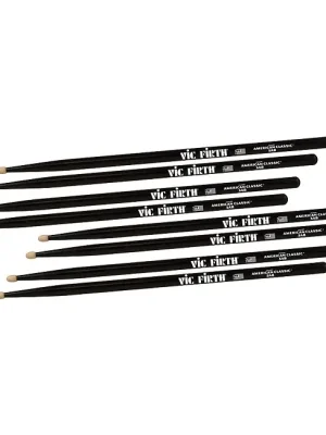 VIC FIRTH American Classic Wood Tip 5AB (4 Paar) American Hickory Drumsticks, schwarz - Meistverkauft