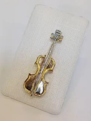 ART OF MUSIC Anstecker Geige gross Gold Modeschmuck - Preis gesenkt
