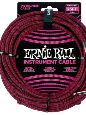 ERNIE BALL 6062 Instrumentenkabel Kl-WKl 7,62m, schwarz/rot | Meistverkauft