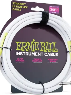 Herstellerpreis - ERNIE BALL 6047 Original Classic Instrumentenkabel Kl-WKl 6,09m, weiss