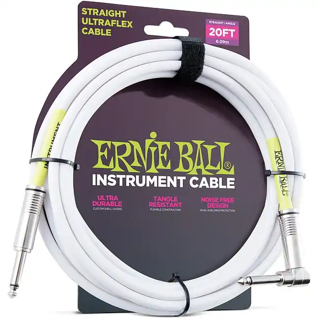 Herstellerpreis - ERNIE BALL 6047 Original Classic Instrumentenkabel Kl-WKl 6,09m, weiss